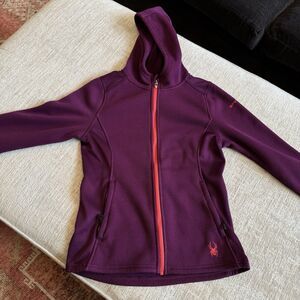 Spyder Women’s S/P Hooded Jacket Purple  Fleece Lined Full Zip Ski Snow